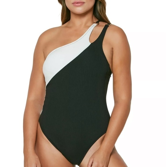 JESSICA SIMPSON Chop & Change One-Shoulder Maillot One-Piece Swimsuit swimwear S - Picture 2 of 7